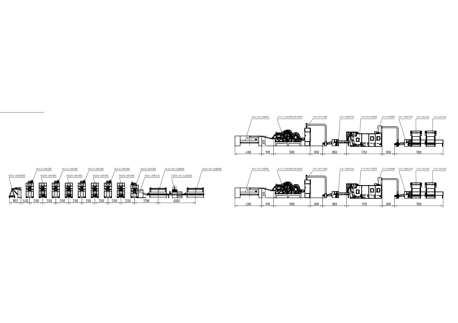 Huakai LYBG102-260 needle-punched filtration line — process flow diagram from fibre opening to finished roll